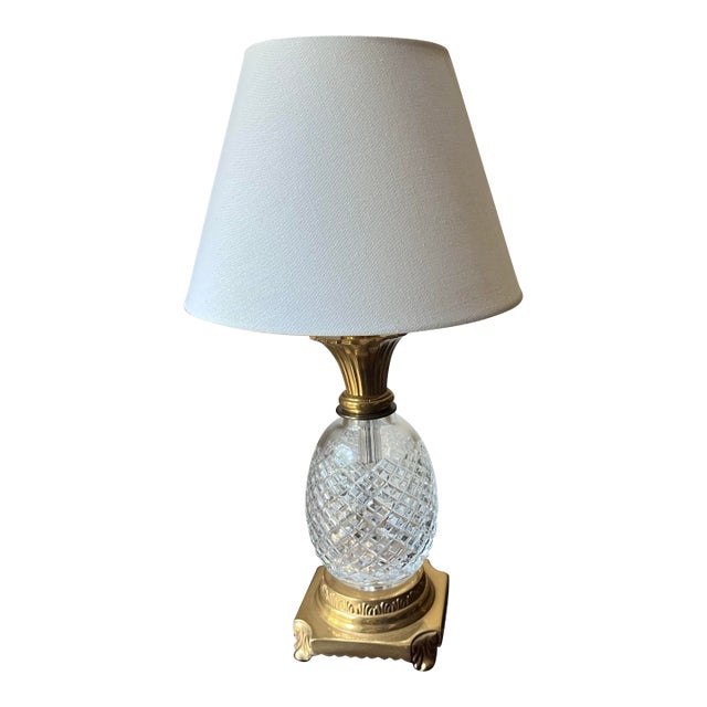 Vintage Waterford Crystal Pineapple Lamp – Hospitality Collection – Brass Base For Sale