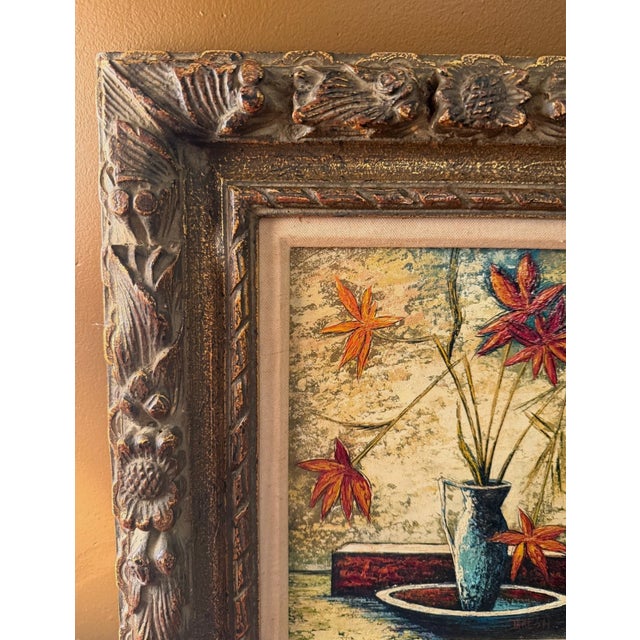Stiffel Vintage 1970s Mid-Century Impasto Floral Still Life Painting, Signed, Stiffel Label For Sale - Image 4 of 9