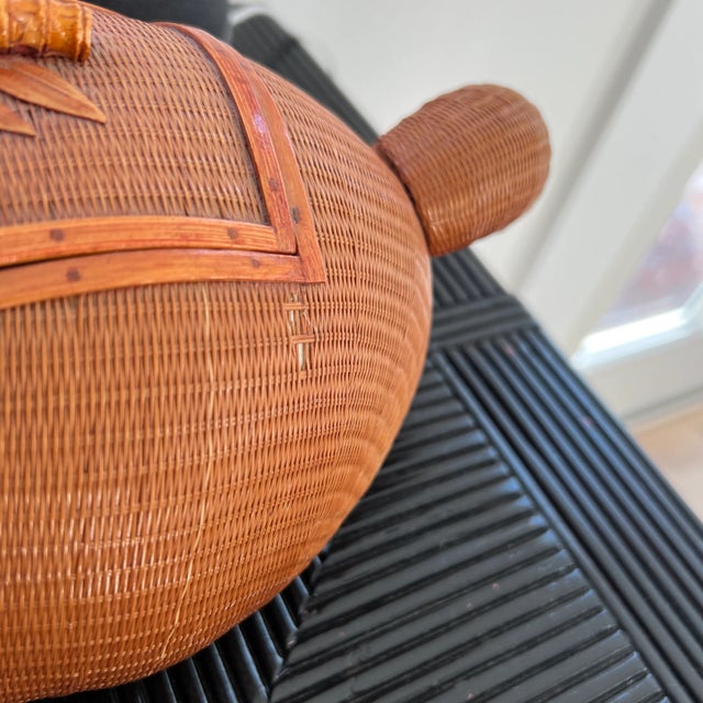 Wood Shanghai Handicrafts Finely Woven Wicker Tan Basket For Sale - Image 7 of 8