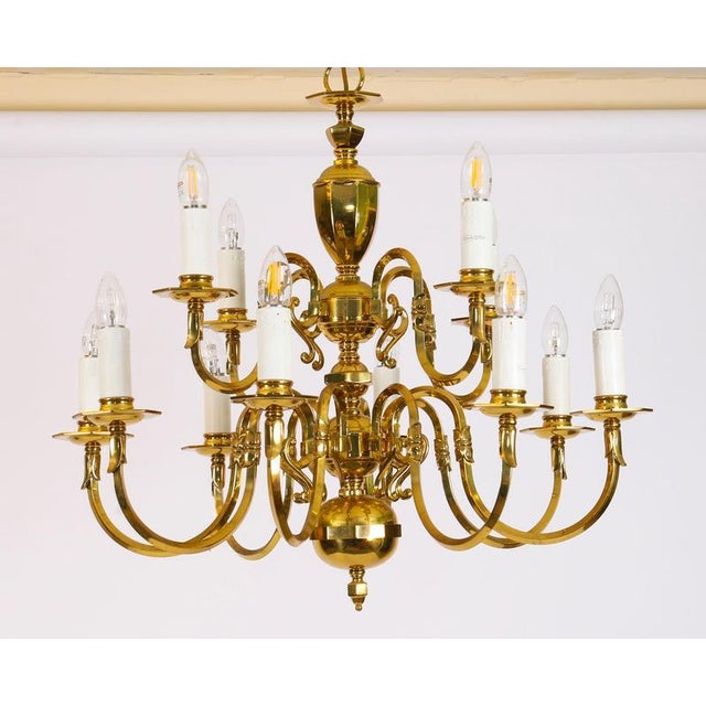Antique Dutch Renaissance Style Brass 2-Tier Chandeliers, 1920, Set of 2 For Sale - Image 10 of 14