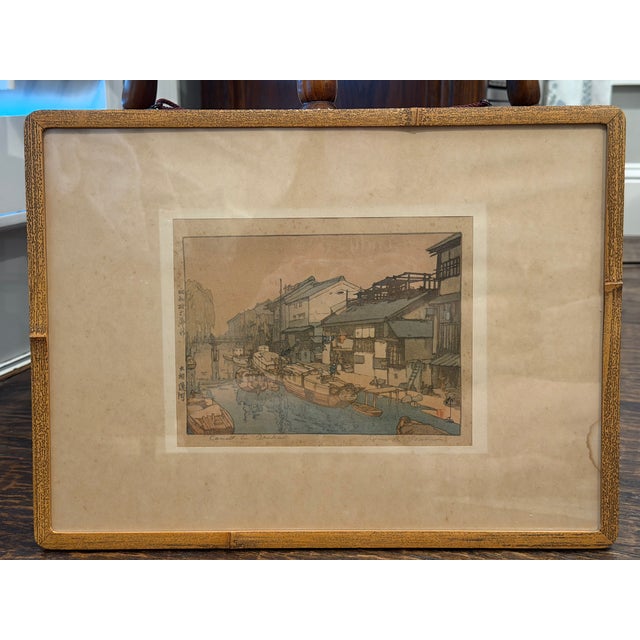 Hiroshi Yoshida “Canal in Osaka” Framed Japanese Woodblock Print For Sale - Image 13 of 18