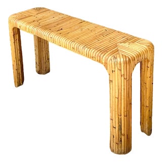 Vintage Rattan Waterfall Console Table For Sale