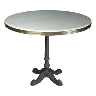 Matthew Izzo Home French Bistro Marble and Cast Iron 42” Round Cafe Dining Table For Sale