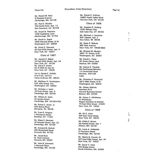 Harvard Porcellian Club 1991 Directory For Sale In New York - Image 6 of 9