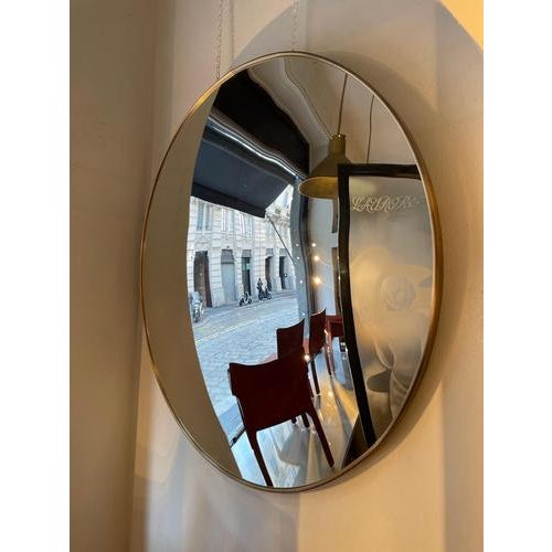 Contemporary Brass-Framed Convex Mirror from Pescetta For Sale - Image 3 of 6