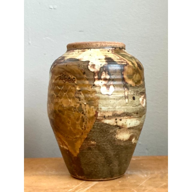 Vintage Glazed Studio Pottery Vase For Sale - Image 9 of 12