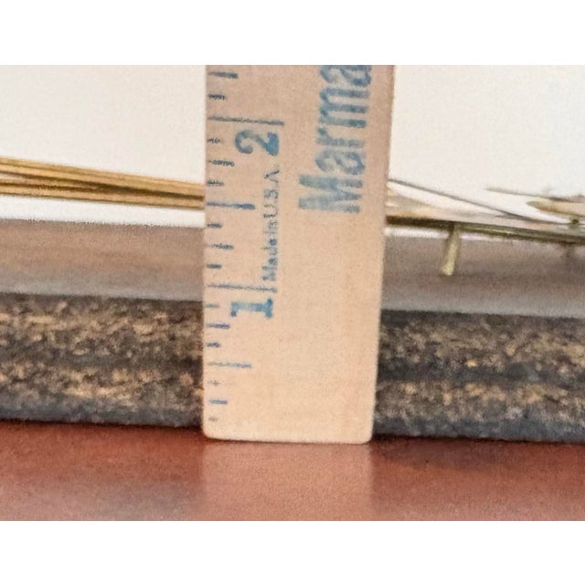 Metal Vintage Brutalist Brass Cattail Wall Sculpture on Shield Plaque, 1970s Hollywood Regency For Sale - Image 7 of 8