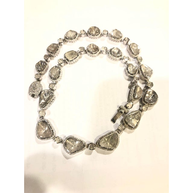 Late 20th Century Bochic "Orient" Vintage Natural Rose Cut Diamond Necklace Set in 18K Gold Over Silver For Sale - Image 18 of 18