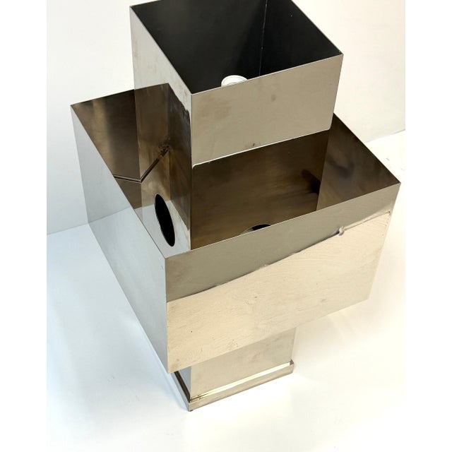 Gray Mid 20th Century Polished Chrome Cubist Table Lamps, After Willy Rizzo - a Pair For Sale - Image 8 of 13