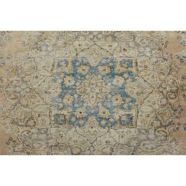 Tabriz Rug 9’4” X 12’3” Pink Wool Vintage Distressed Hand-Knotted Carpet For Sale In Philadelphia - Image 6 of 15