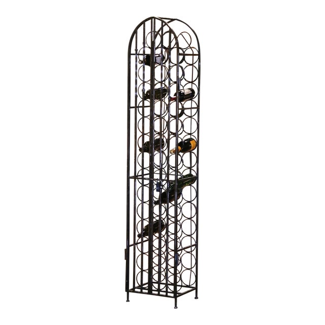 Mid-Century French Polished Iron Forty Four Bottle Wine Cellar Rack Cage For Sale
