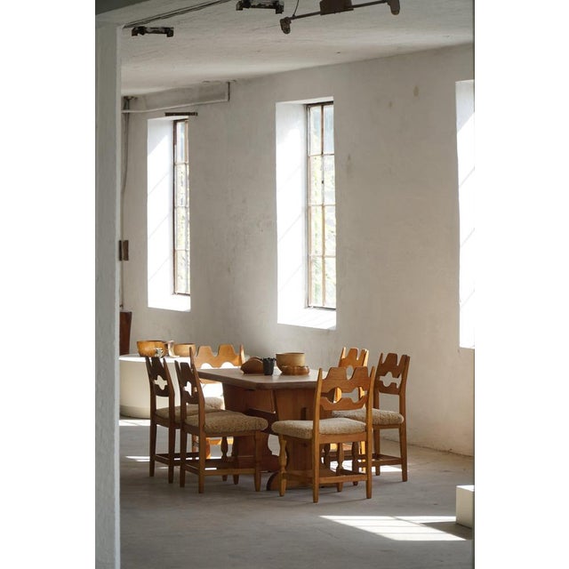 1960s Razorblade Dining Chair in Oak and Lambswool attributed to Henning Kjærnulf, Denmark, 1960s For Sale - Image 5 of 18