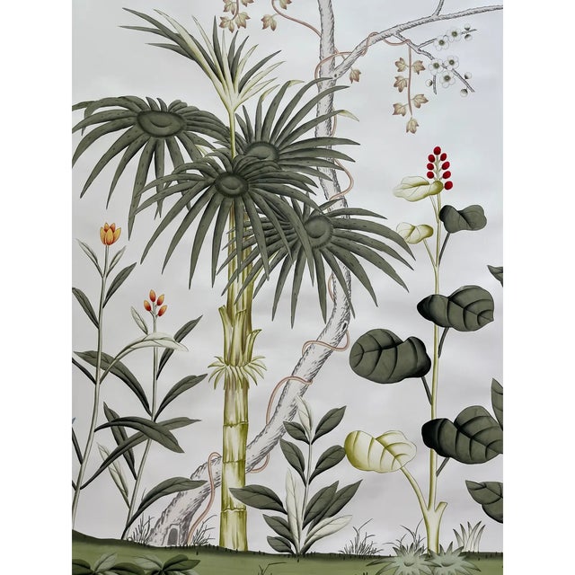 Chinoiserie Chinoiserie Mural Hand Painted Wallpaper - 3 Panels For Sale - Image 3 of 3