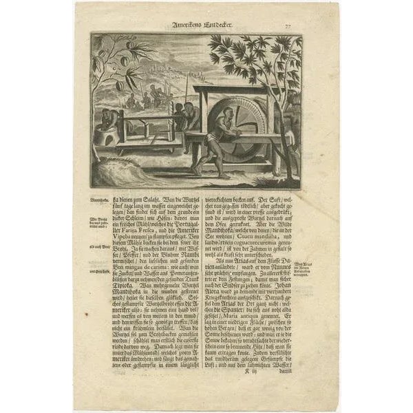 The print titled "AMERIKENS ENTDECKER" is a striking antique copper engraving, crafted in 1673 during the 17th century as...