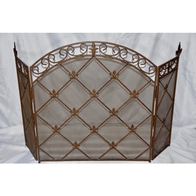 Antique French Wrought Iron Arched Fleur De Lis Fireplace Screen Chairish