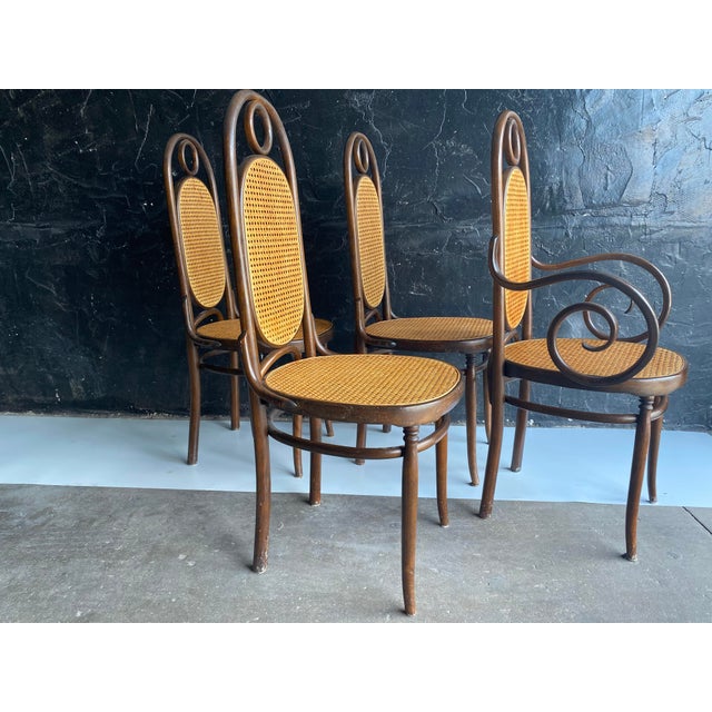Vintage Cane Bentwood Tall Back Dining Chairs Set of 4 Chairish