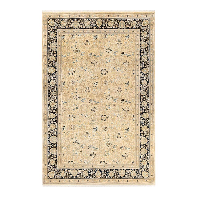 Mogul, One-of-a-Kind Hand-Knotted Area Rug - Ivory, 6' 3" x 9' 1" For Sale