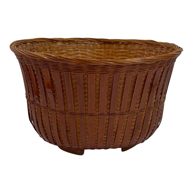 Vintage Oval Woven Basket For Sale