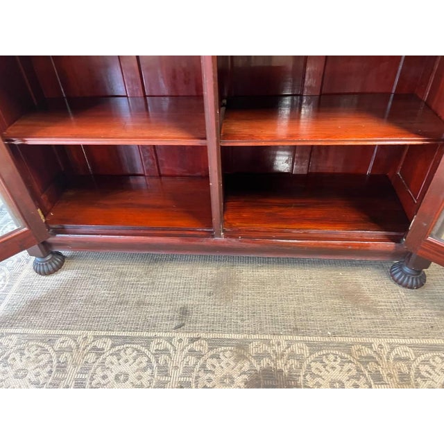 Antique Victorian Style Mahogany Display Breakfront Bookcase Cabinet For Sale - Image 10 of 12