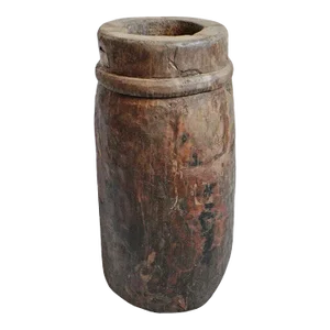 Antique India Wood Butter Pot