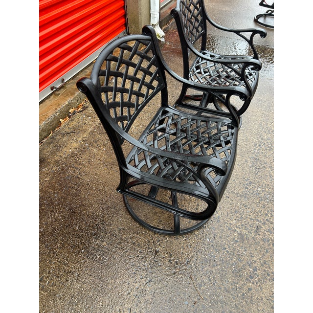 Beautiful Heavy 7 Piece Hanamint Patio Set Table & 6 Swivels • For Sale - Image 9 of 10