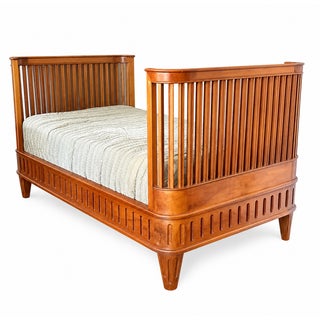 Carved Gustavian Solid Walnut Daybed or Twin Bed For Sale