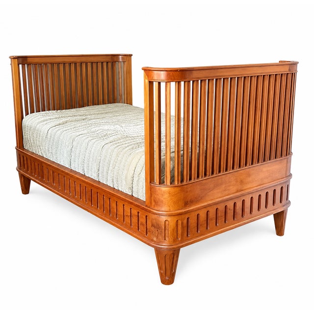 Carved Gustavian Solid Walnut Daybed or Twin Bed For Sale