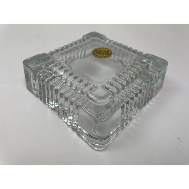 Cristal d'Arques Crystal Ashtray Trinket Dish France Cut Glass Square Catchall For Sale - Image 9 of 9