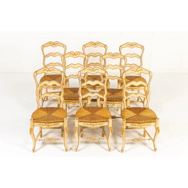 French Painted Chairs, 1940s, Set of 8 For Sale - Image 3 of 14