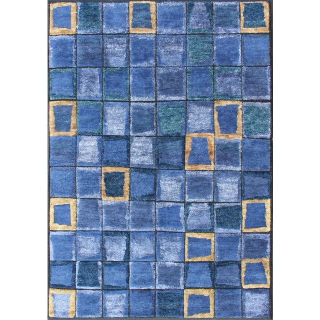 Scandinavian Piled Rug by Keivan Woven Arts, Geometric Design 5'1 X 7'6 For Sale - Image 11 of 11