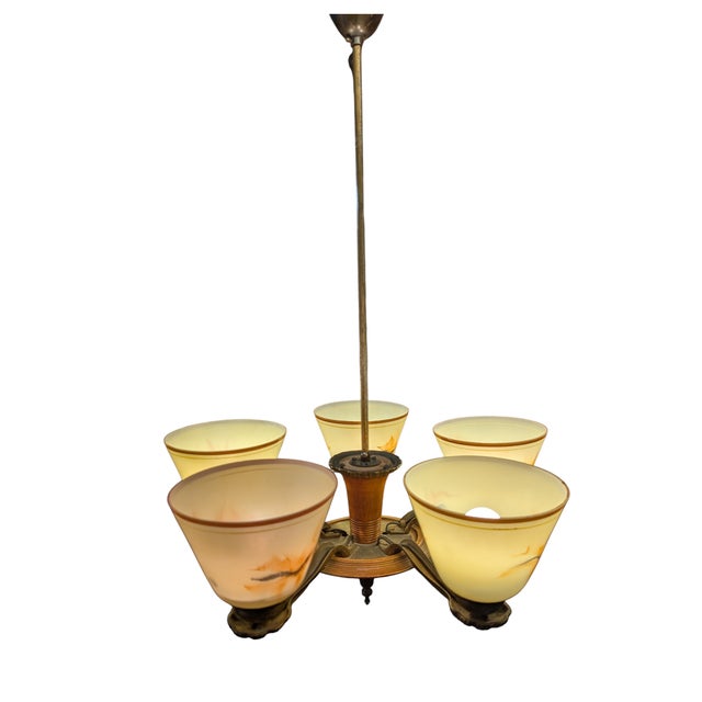 1940s Five-Arm Chandelier by Paavo Tynell, 1930s For Sale - Image 5 of 15