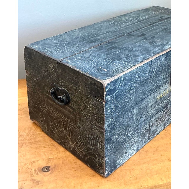 Wood Vintage Hand Painted Wooden Trunk For Sale - Image 7 of 12