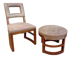 Gilbert Rohde Machine Age Side Chair and Stool