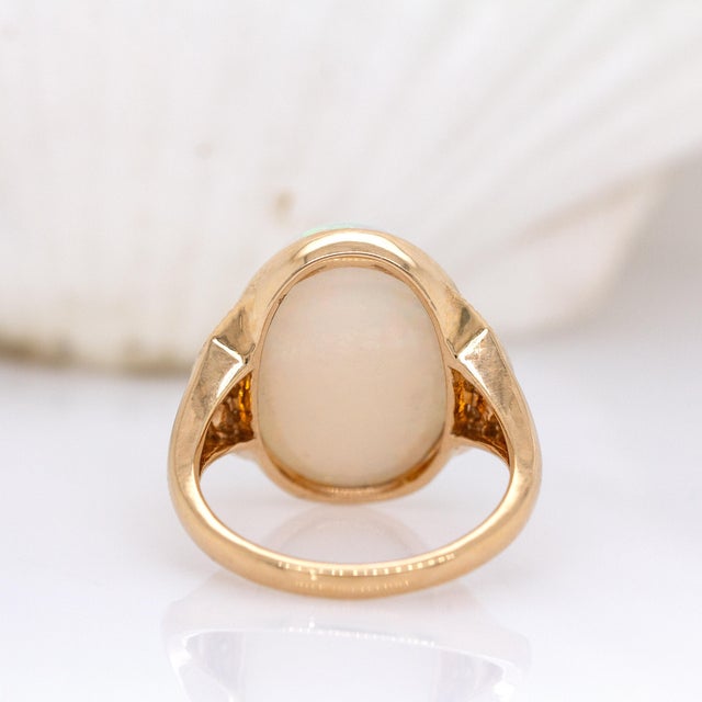 Statement 7.3cts Ethiopian Opal Ring W Natural Diamond Accents in 14k Solid Gold For Sale In Columbus - Image 6 of 7