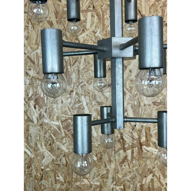 Large Chrome & Metal Chandelier Pendant Lamp For Sale - Image 6 of 14