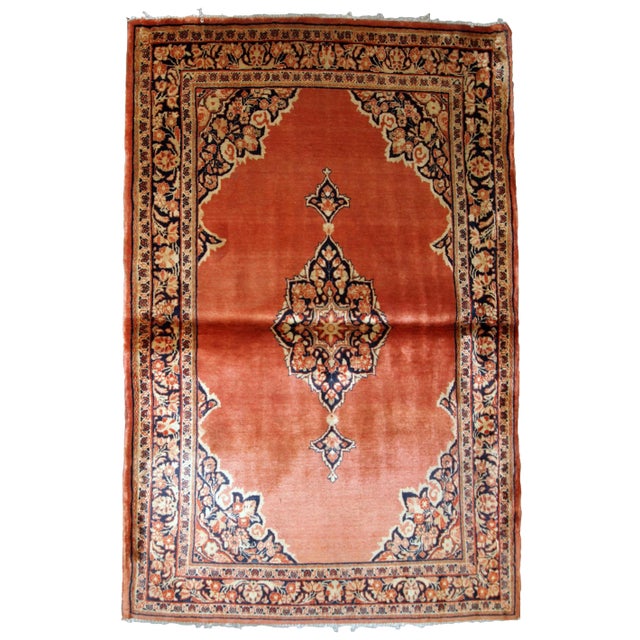 1920s Handmade Antique Persian Sarouk Rug 3.5' X 5.3' For Sale