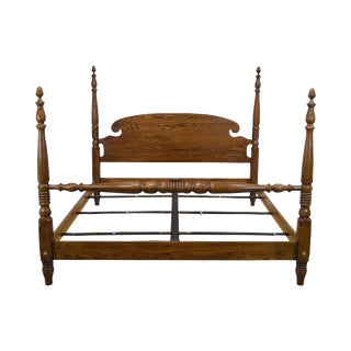 Ethan Allen Oak California King Size Poster Bed For Sale