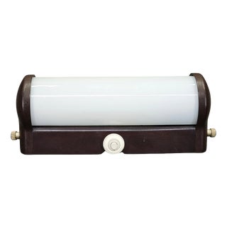 Art Deco Czech Bakelite and Milky Glass Wall Light, 1940s For Sale