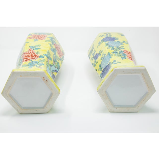 Chinese Hand Painted Ceramic Urns - a Pair For Sale - Image 11 of 12