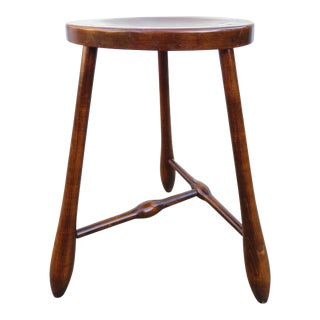 Mid-Century Modern Asymmetrical Sculpted Wood Figural Tripod Stool For Sale