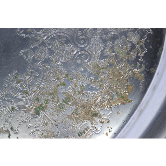 Early 20th Century Distressed Look Gorham Oval Silver Plate Platter Butler Tray For Sale In Miami - Image 6 of 10