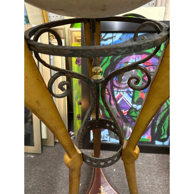 Gold 1970s Pair if Italian Gold Guild and Leather Lion Head Floor Planters For Sale - Image 8 of 8