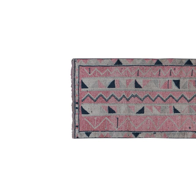 1960s Vintage Faded Herki Runner Rug 3'1'' X 9'8'' For Sale - Image 4 of 10