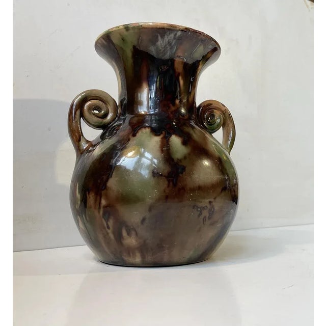 1920s Art Deco Camouflage Glaze Ceramic Vase by Michael Andersen & Son., 1920s For Sale - Image 5 of 8