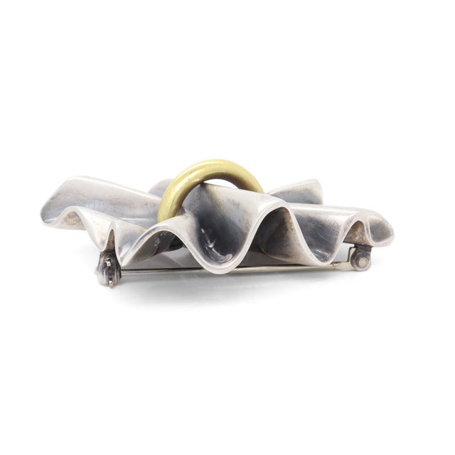 Georg Jensen Lene Munthe Sterling Silver & 18k Yellow Gold #399 Brooch For Sale - Image 9 of 12