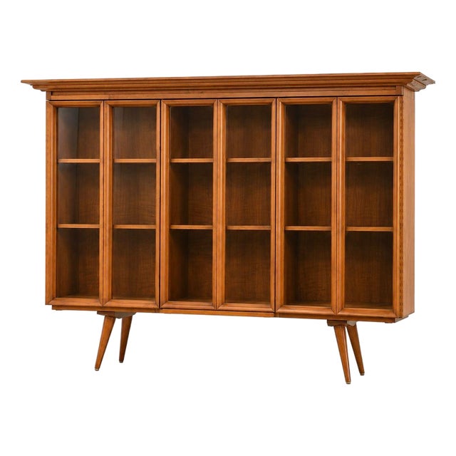 Walnut Mid Century Bookcase For Sale