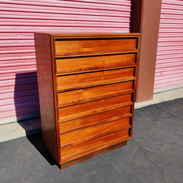 Vintage Mid Century Modern Tallboy Dresser by Brown Saltman Chairish