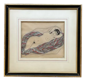 Génia Minache, Reclining Woman, 1920s, Mixed Media & Paper
