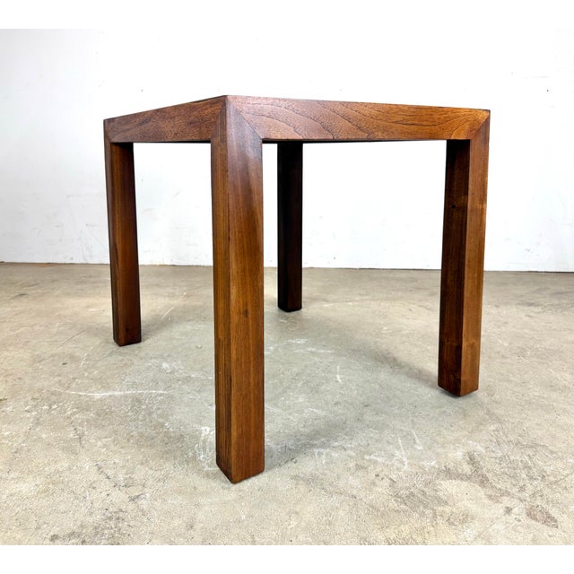1970’s Mid Century Modern Walnut Parquet Parsons-Style Side Table by Lane For Sale In New York - Image 6 of 12