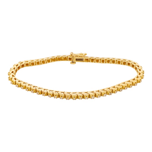 14k Yellow Gold Diamond Line Bracelet For Sale